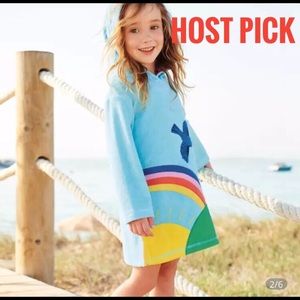 Girls 4T 5T Light Blue Rainbow Casual Dress